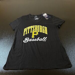 Fanatics Pittsburgh Pirates Baseball Graphic‎ Tee V-Neck T-Shirt Womens Medium
